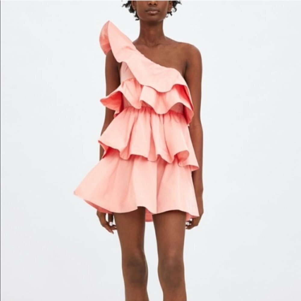 Zara Limited Edition Ruffled Asymmetric Dress - Picture 1 of 15